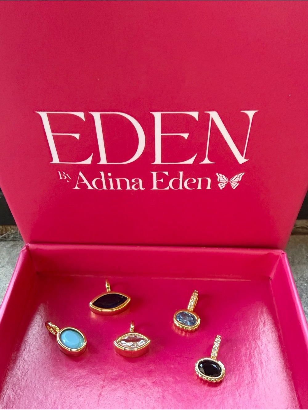 Adina Eden Gold-Tone Multi Stone Pendant Charms β Pink Box